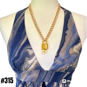 LOUIS VUITTON Padlock & Key Set #315 Vintage Gold Plated Pre-Owned